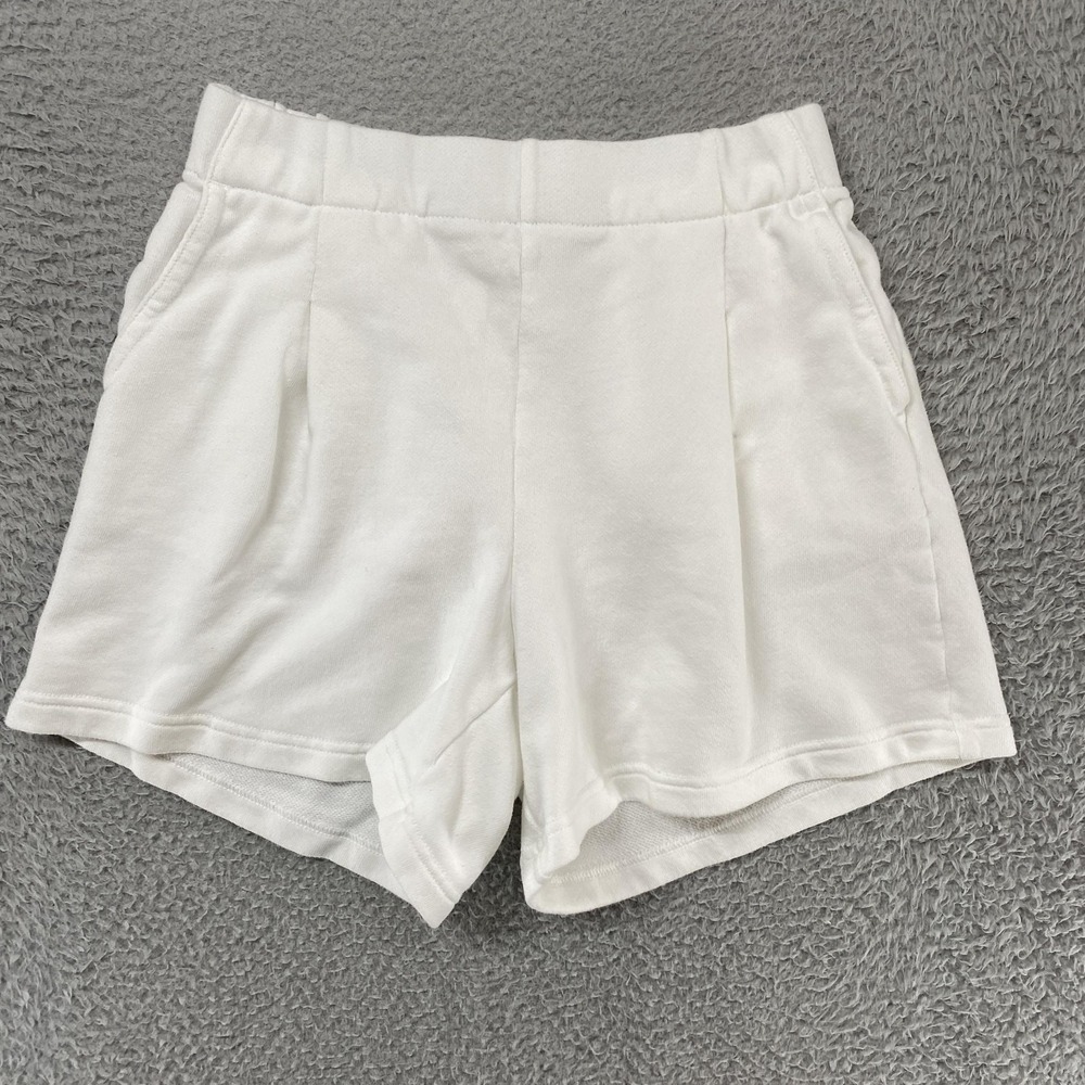 Aerie Sweat Shorts Womens Small‎ White French Terry Elastic Waist Lounge Neutral